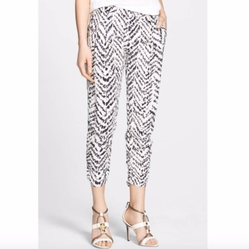 Parker 100% Silk Patterned Jogger Ankle Pants - Size 6